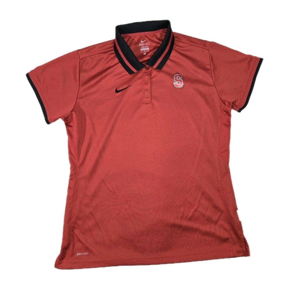 Womens Nike DriFit Stanford Cardinal Short Sleeve Polo Shirt Red XL